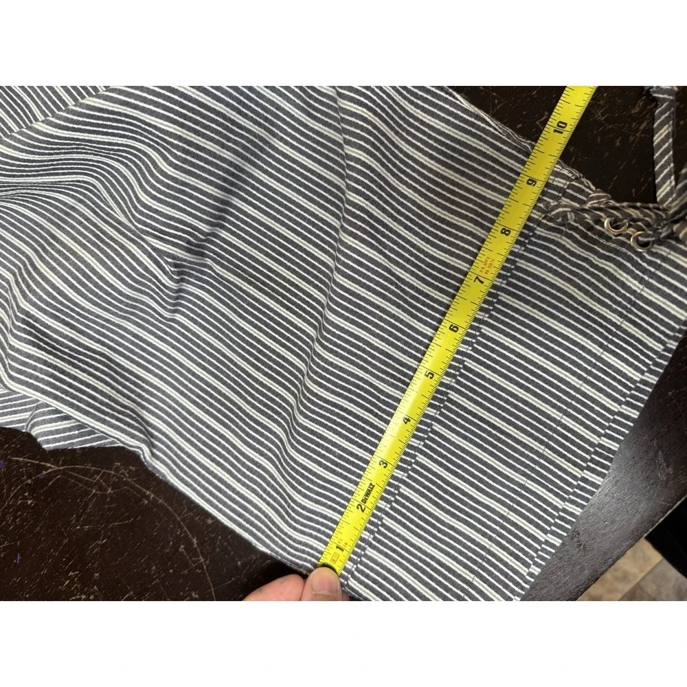 Dressbarn Woman 14W Blue White Striped Capri Pants Lace-up Hem Drawstring Cuff - Picture 11 of 11
